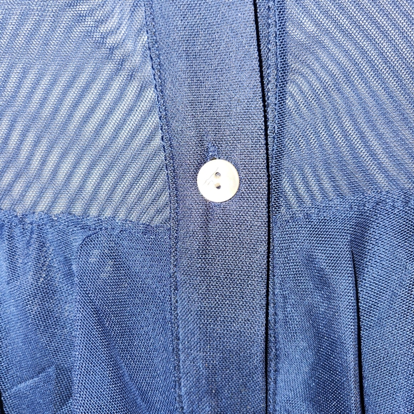 Isle By Melis Kozan Cha Cha Ruffle Mesh Long Sleeve Sheer Navy Blue Top Size S - Picture 8 of 10